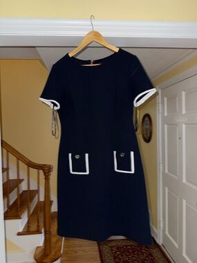 Tommy Hilfiger Navy Mini Dress with White Trim
